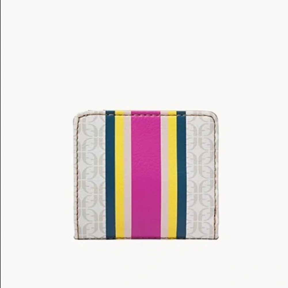 Fossil Bifold Wallet Card Holder Pink Stripe